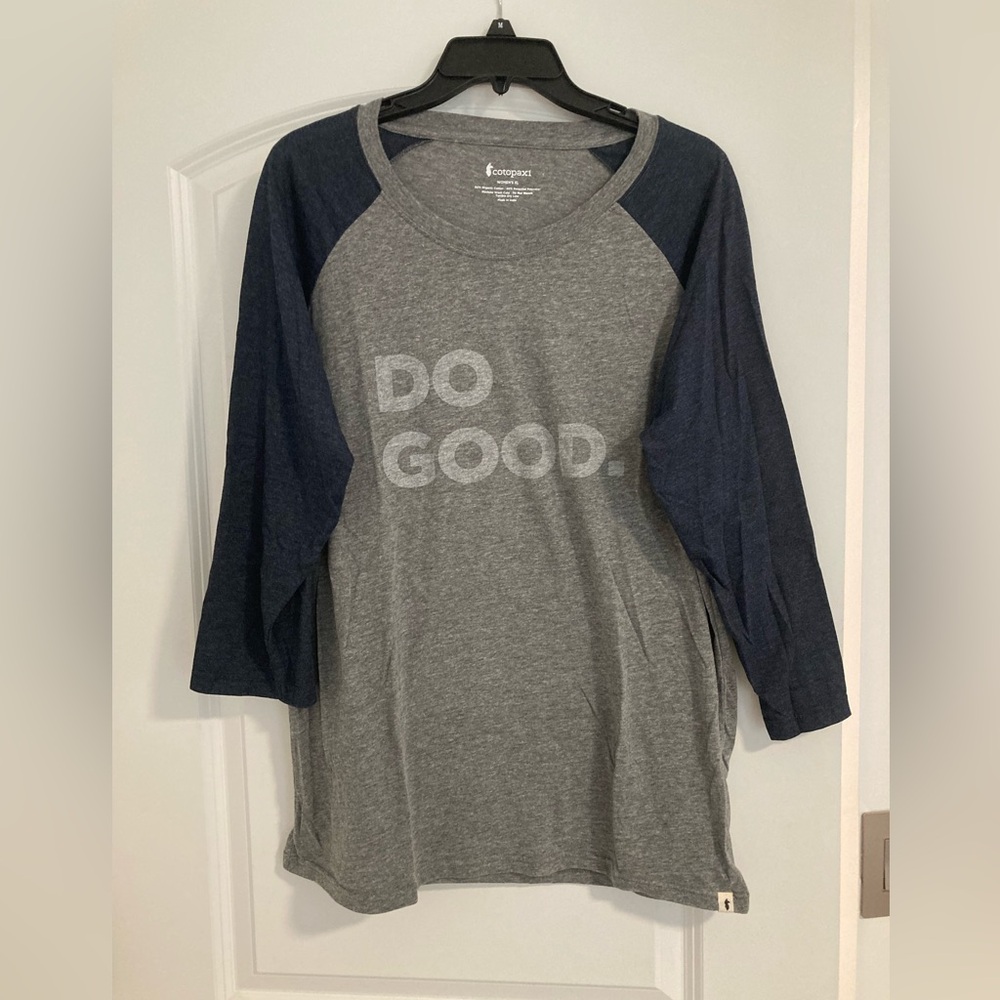 Cotopaxi Gray and Blue Raglan Sleeve Shirt
